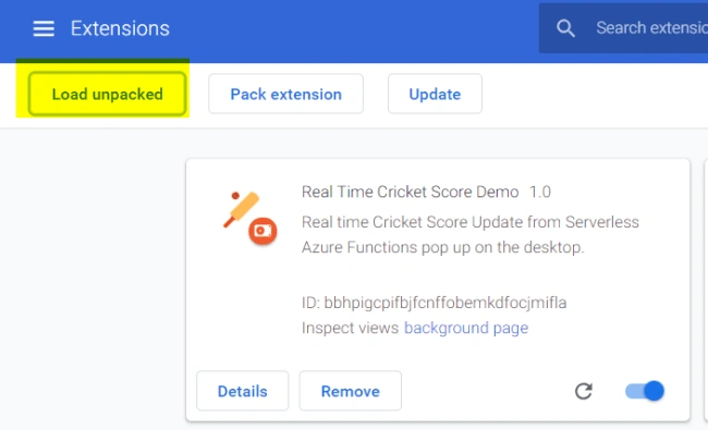 load unpacked extension
