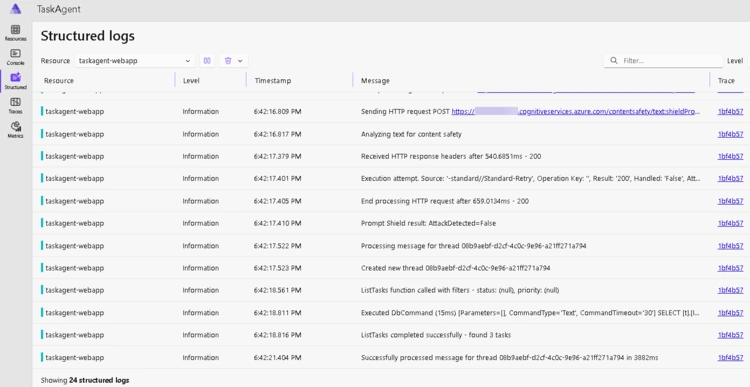 1. structured logs