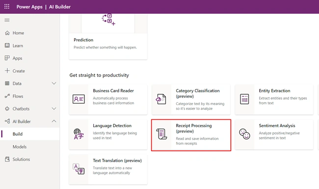 Receipt Processing Using AI Builder In PowerApps