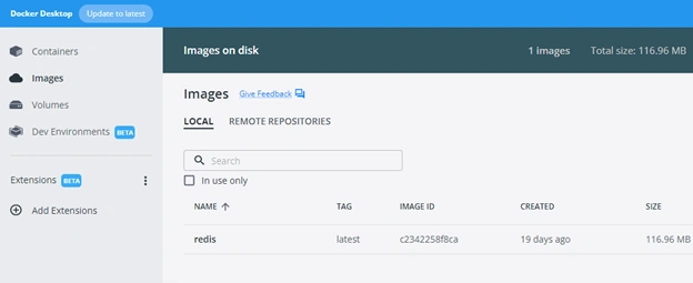 Redis Cache Image using Docker