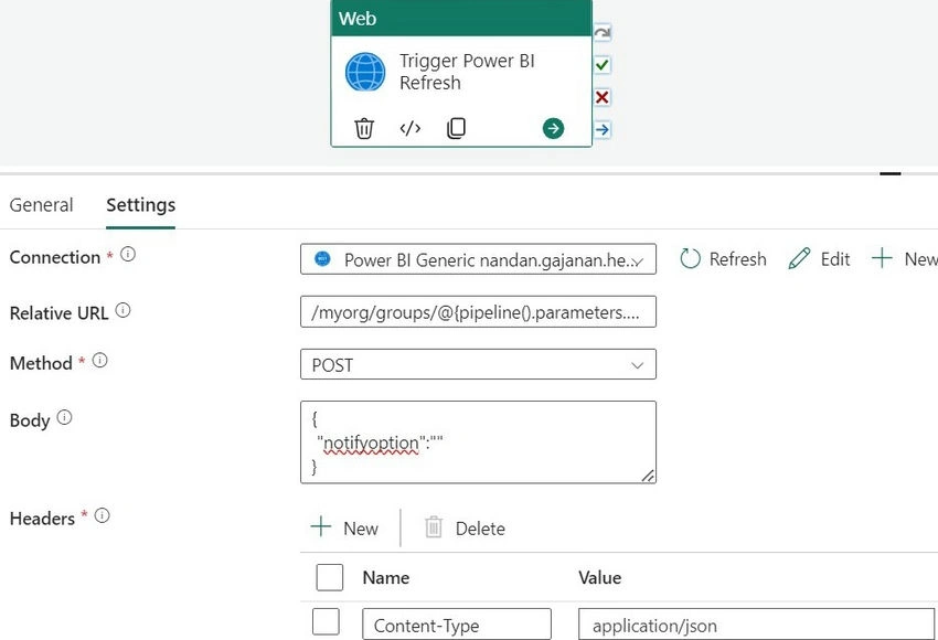 Web Settings Name and Value-