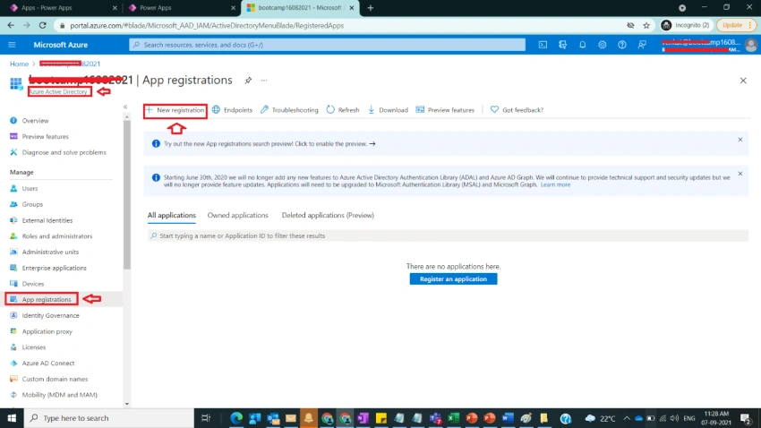 Register an App in Azure Active Directory with Dynamics CRM Trial Environment