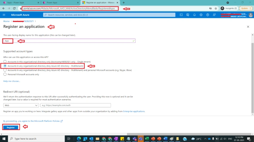Register an App in Azure Active Directory with Dynamics CRM Trial Environment