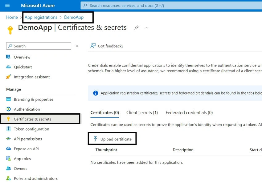 Upload Certificate