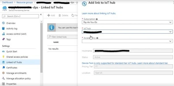 Add link to IOT hub