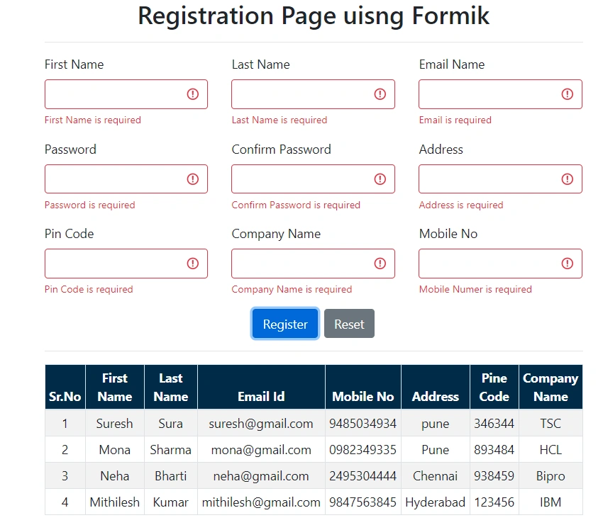 Registration Page In React Using Formik, Web API And SQL