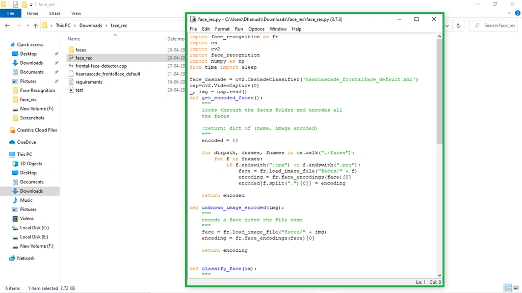 Recognizing The Faces By Capturing The Faces Using Python