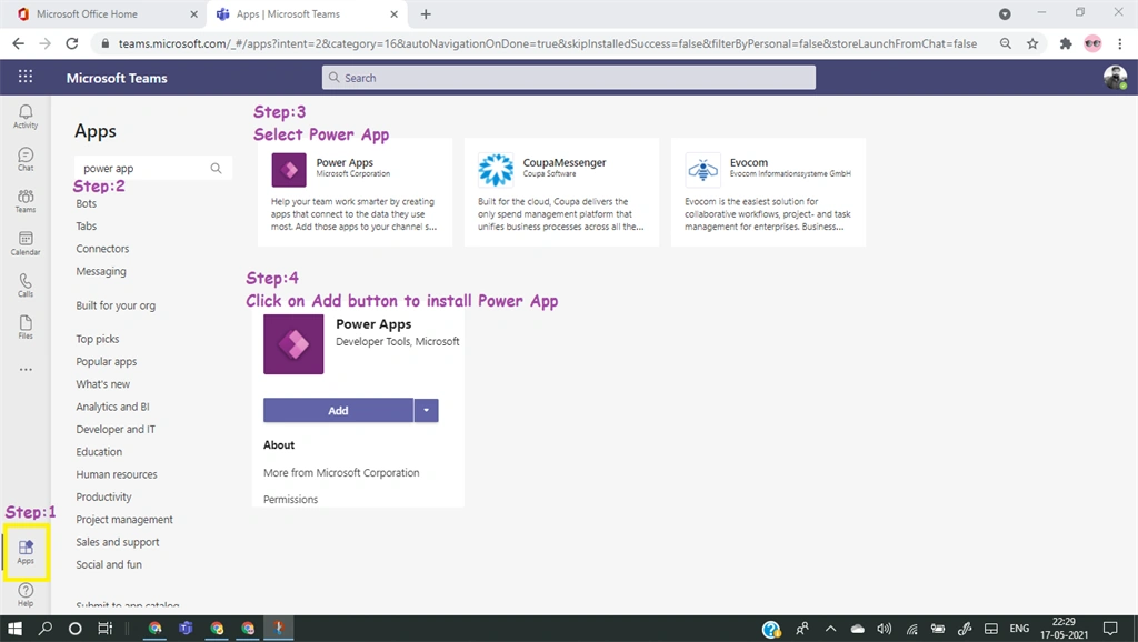 Relationship between tables in Dataverse using PowerApp from MS Team
