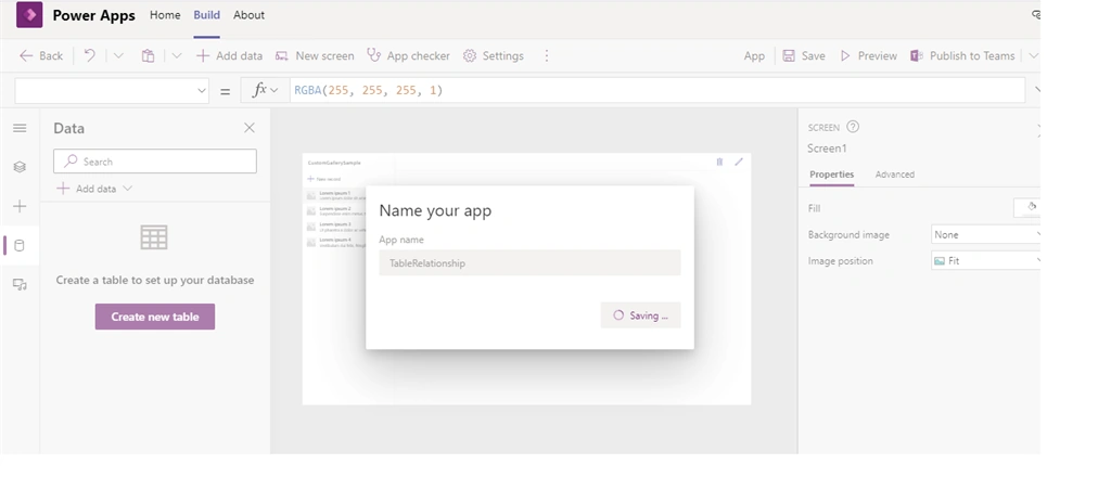 Relationship between tables in Dataverse using PowerApp from MS Team