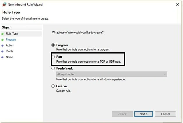 Select the port