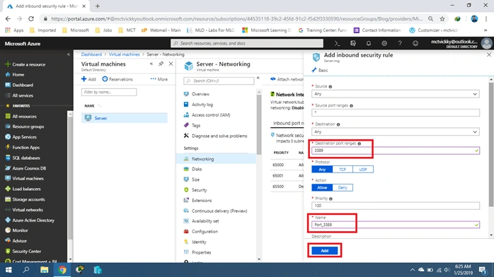 Remote Desktop Connection Error In Microsoft Azure