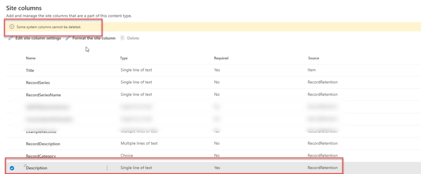 Removing Site Column from SharePoint site content type