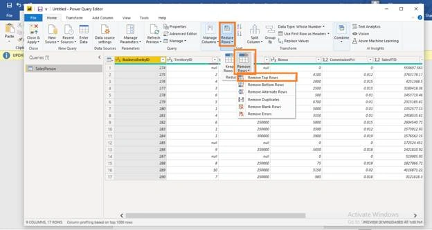 Removing Unnecessary Rows using Power Query in Power BI