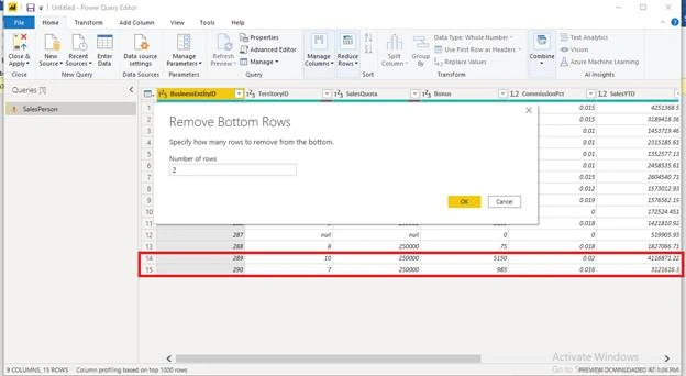 Removing Unnecessary Rows using Power Query in Power BI
