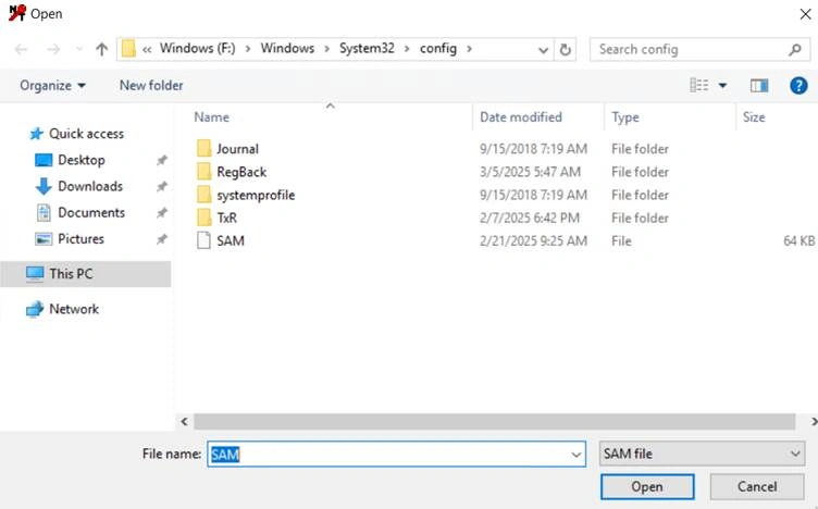 Open SAM file