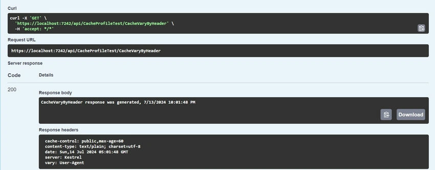 Cache profile