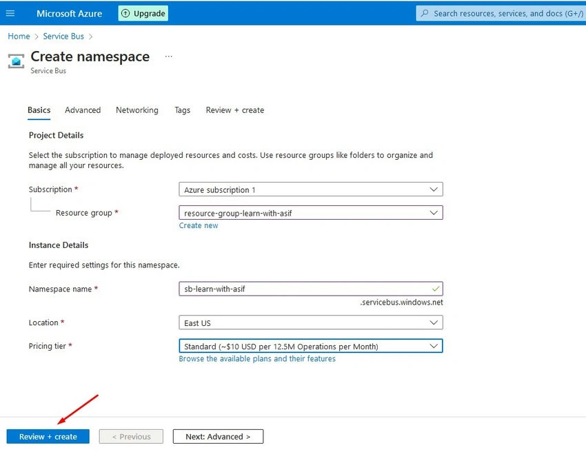   Create namespace