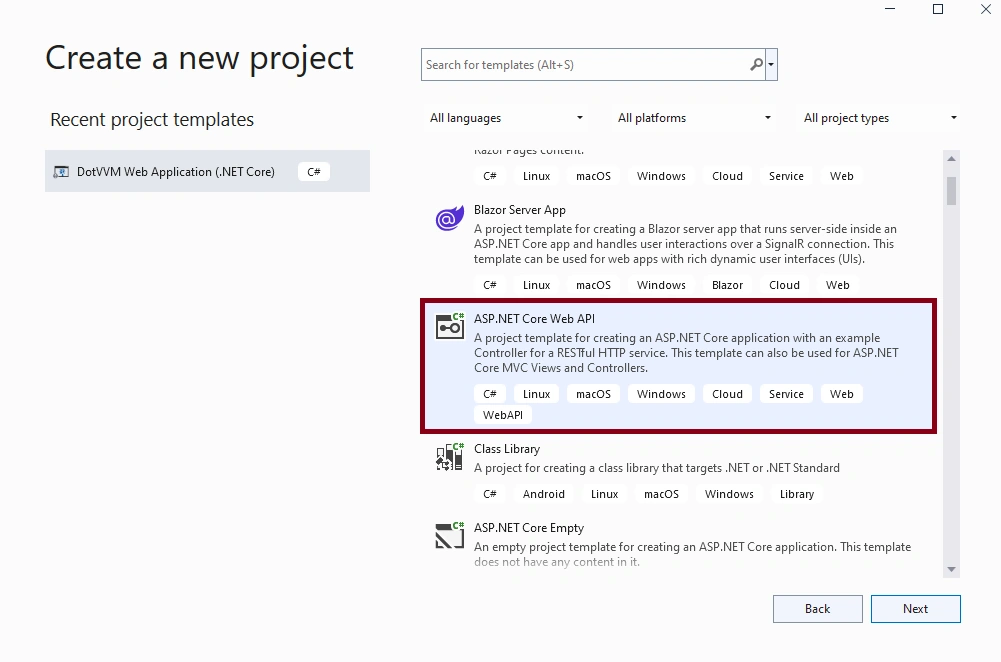 ASP.NET Core Web API project.