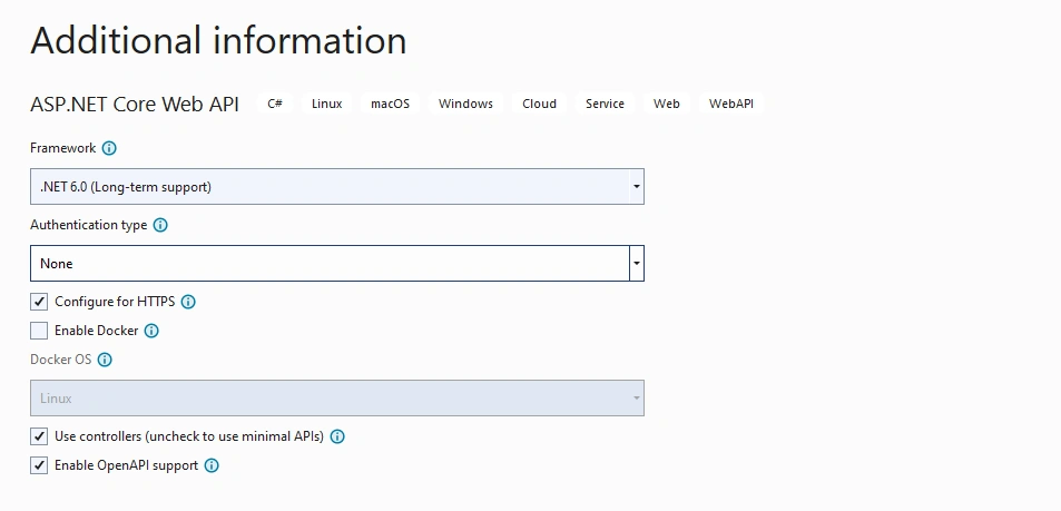 Select .NET version in the new project.