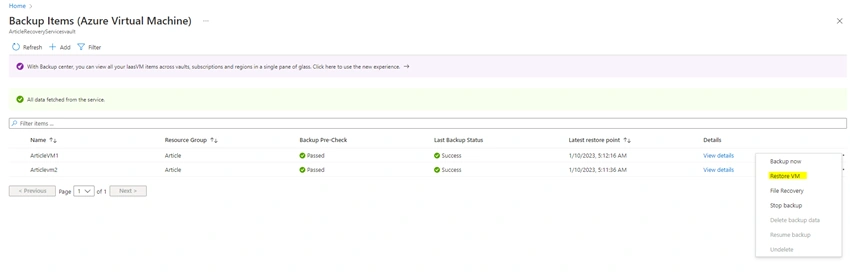 How to Restore either Data from a Virtual Server Hard drive, or the Entire Virtual Server, in any Region
