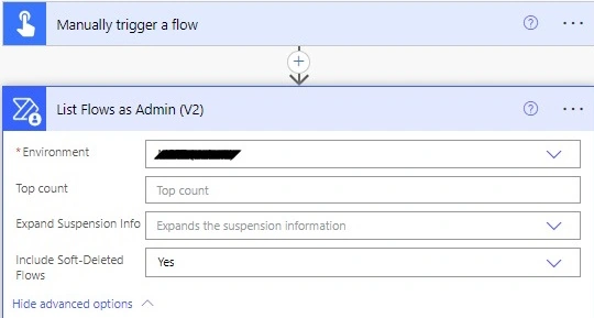 Environment dropdown menu