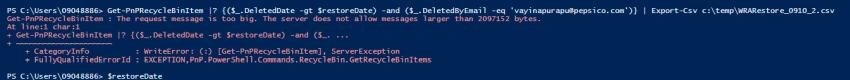 Restoring Larger Volume from SharePoint Recyclebin
