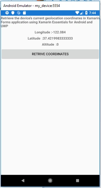 Retrieve Geo Location Coordinates In Xamarin Forms Application Using Xamarin Essentials For Android And UWP