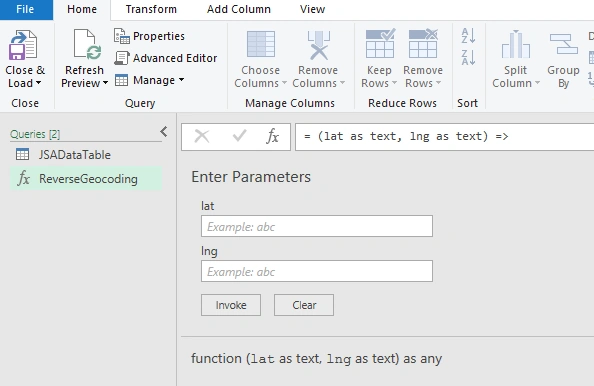 Reverse Geo Coding Using Google Maps API In Power Query