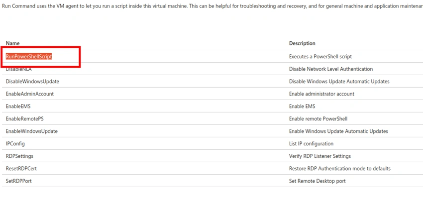 Run commands on Microsoft Azure Virtual Machine