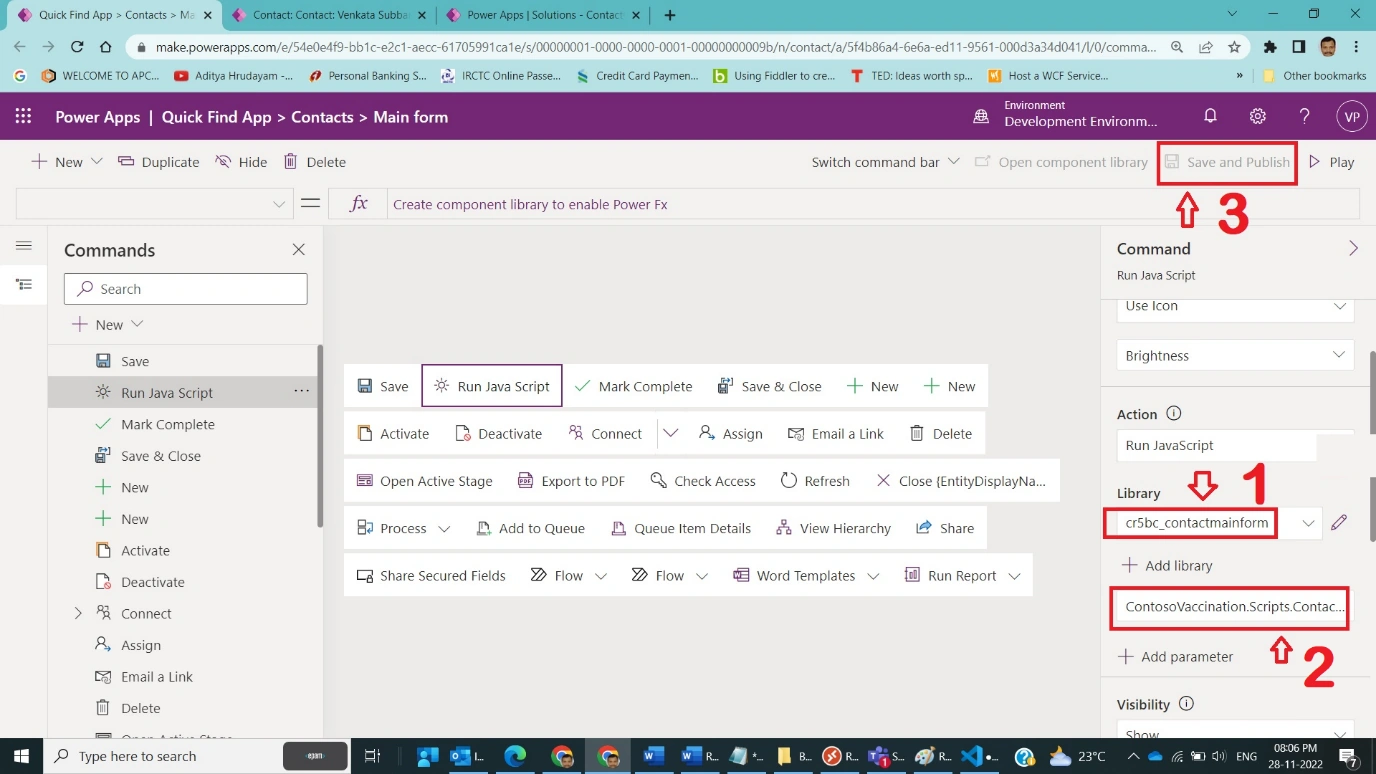 Run Javascript from Modern CommandBar in Dynamics CRM