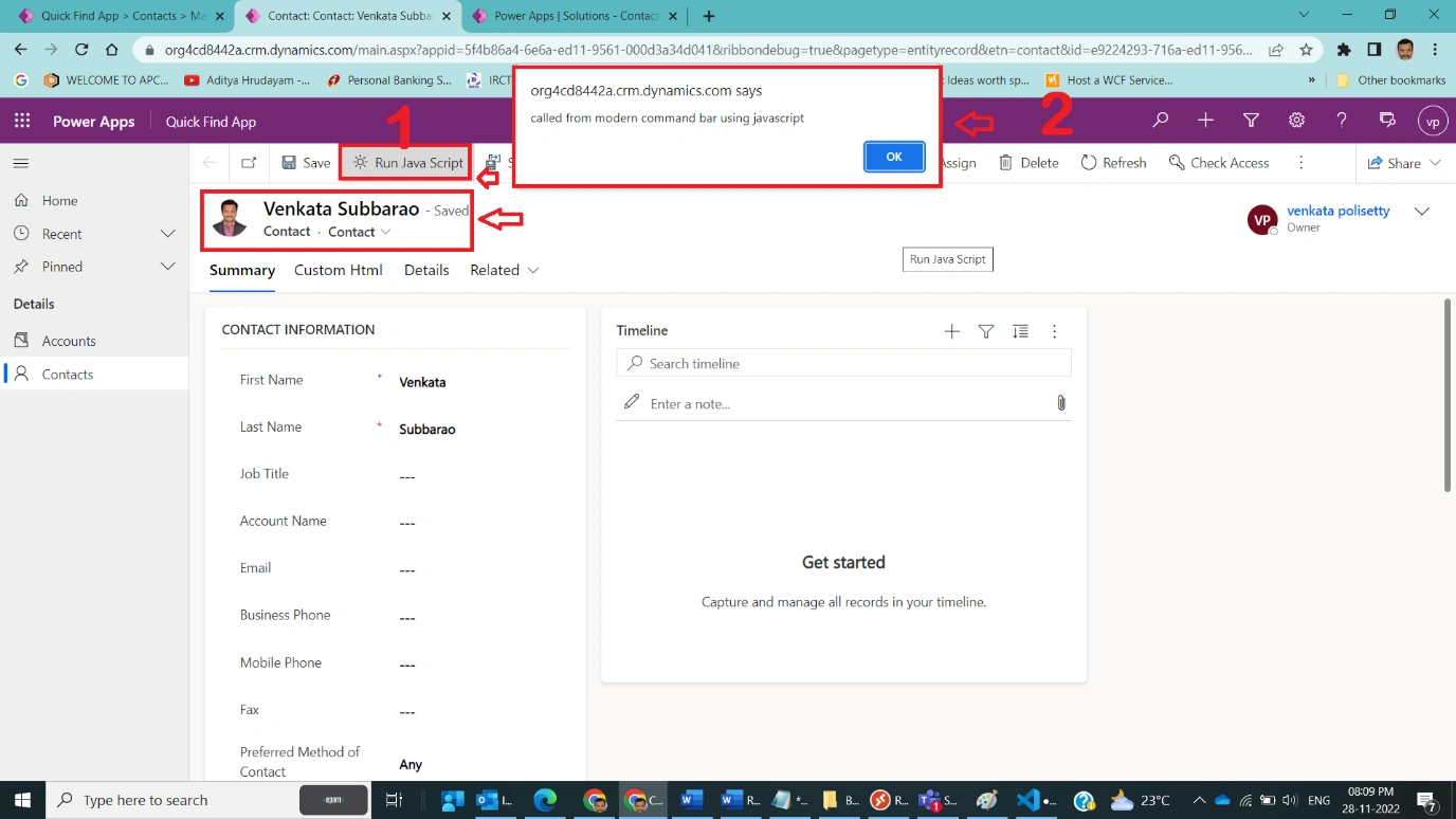 Run Javascript from Modern CommandBar in Dynamics CRM