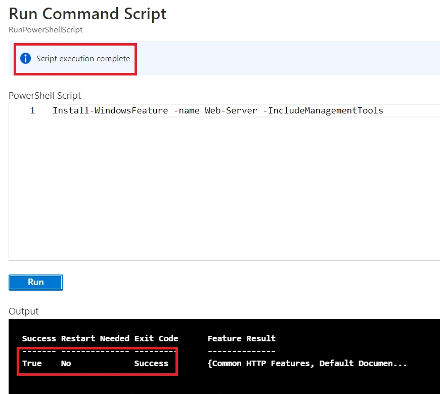 Run Powershell commands from the Azure Portal