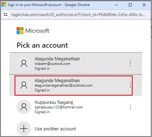 Pick an account