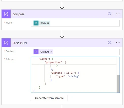 JSON action