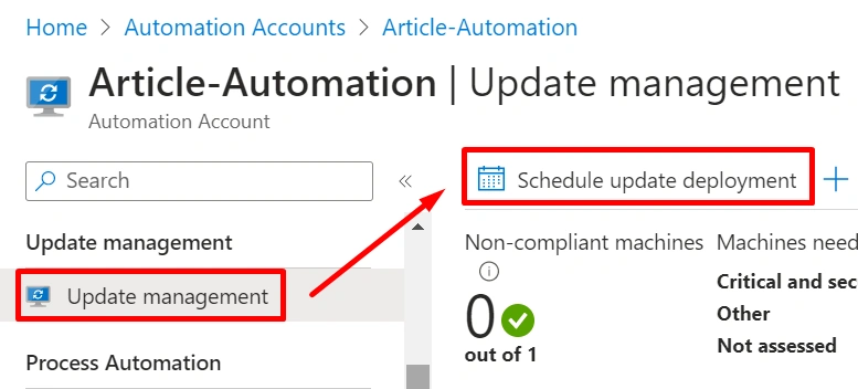 Schedule an Update with Azure Automation Update Management