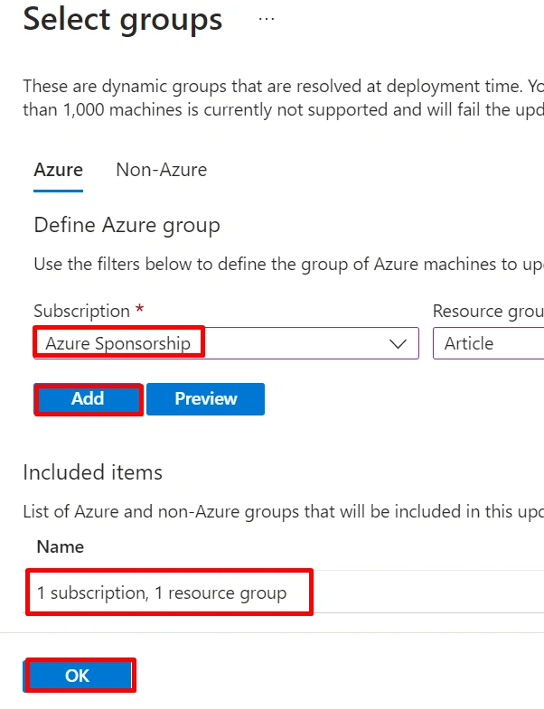 Schedule an Update with Azure Automation Update Management