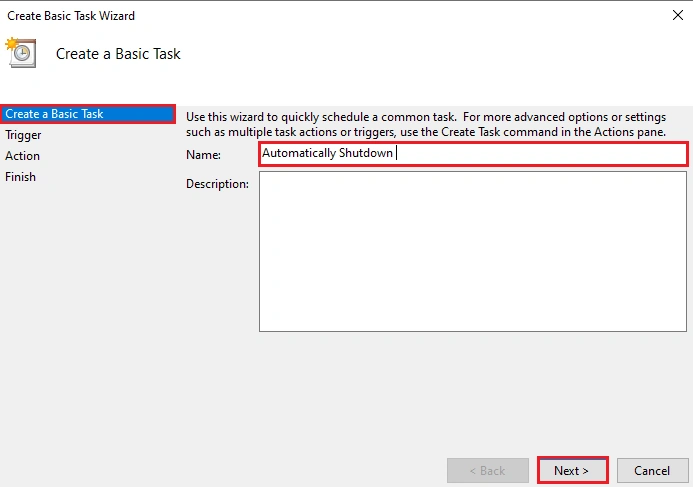 Schedule Automatic Shut Down Windows 10