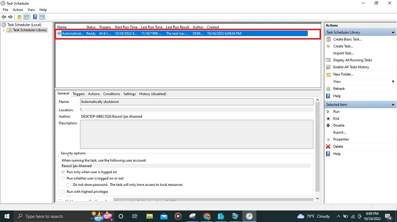 Schedule Automatic Shut Down Windows 10