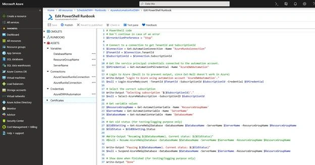 Schedule Pause - Resume for your Azure Data Warehouse
