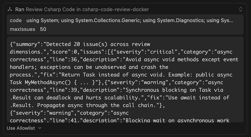 Review my code summary