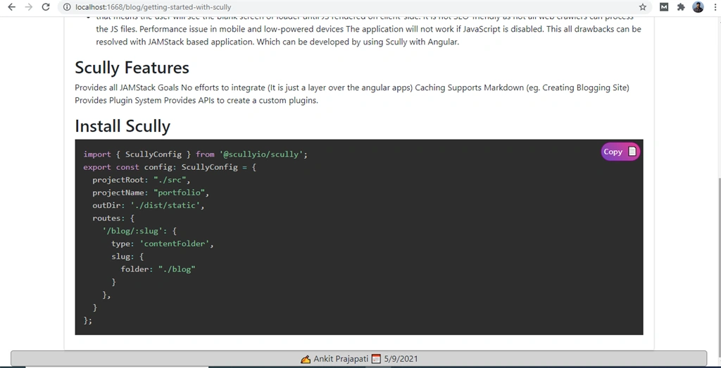 Scully footer plugin output