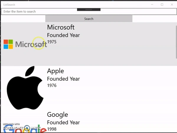 Searchable ListView In UWP