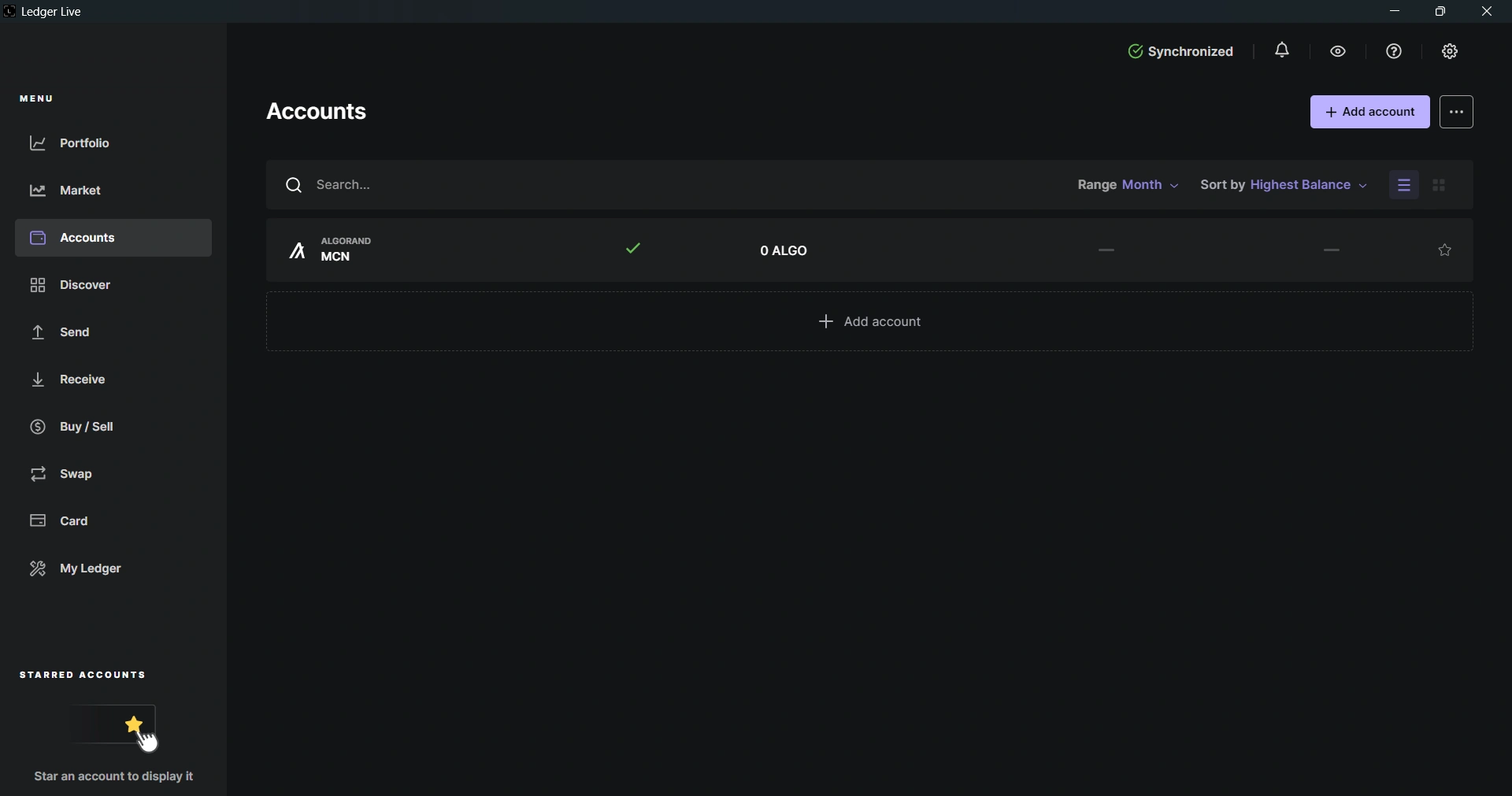 Ledger Nano Account List