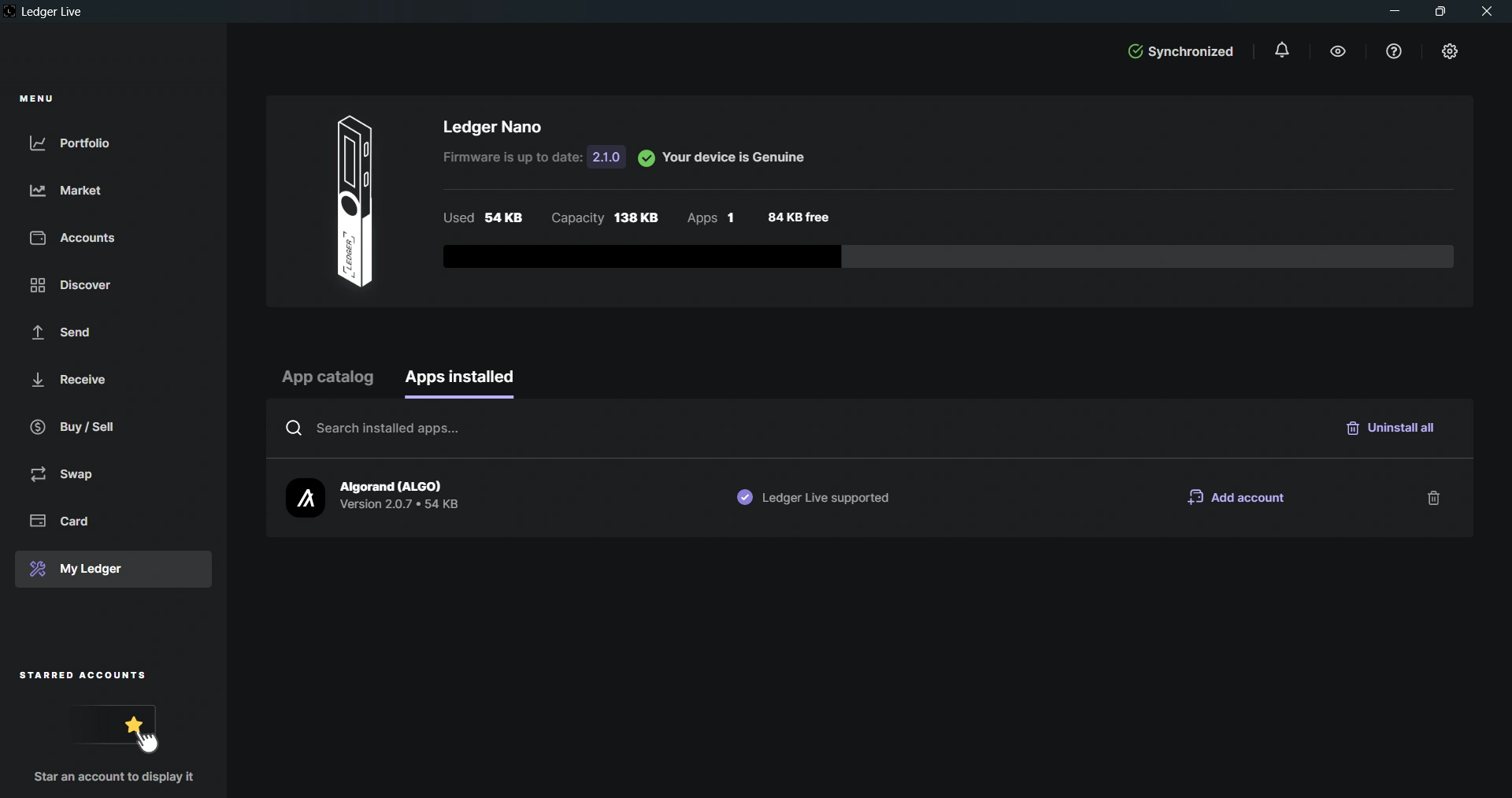 Ledger Nano Add Algorand Account