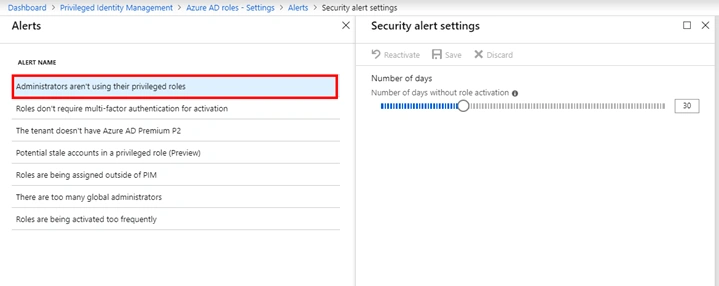 Security Alerts Configure For Azure Active Directory (Azure AD) Roles In Privileged Identity Management (PIM)