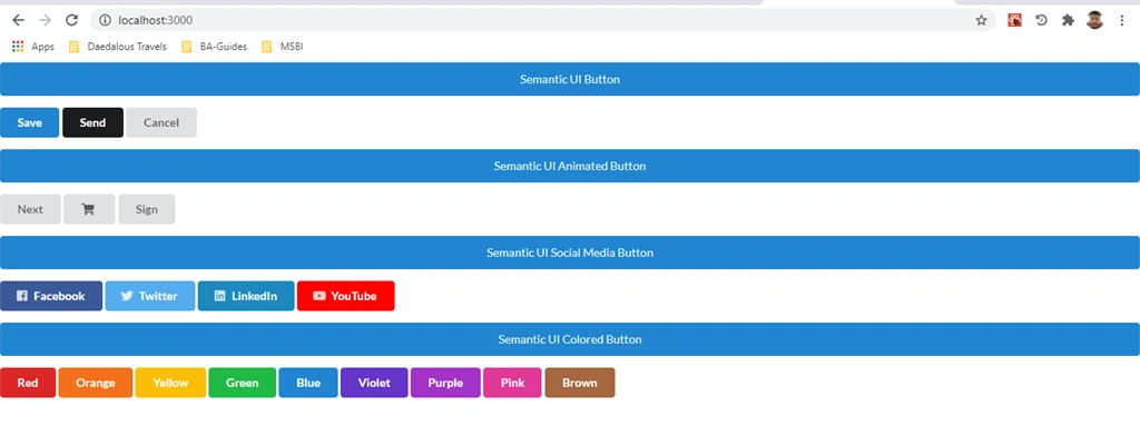 Semantic UI Components In React Application