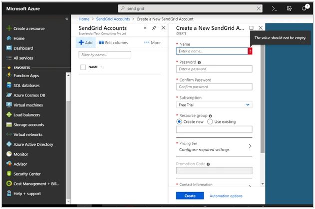 Send Email In Azure Send Grid