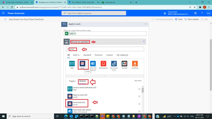 Send Emails from Excel Sheet (OneDrive) in Power Automate