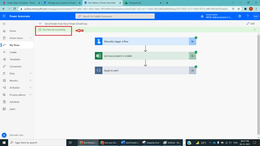 Send Emails from Excel Sheet (OneDrive) in Power Automate