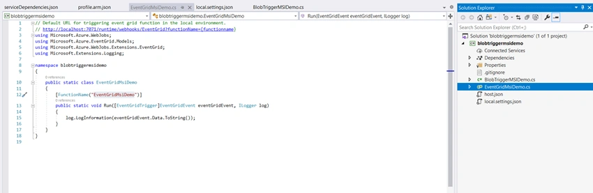Send Events to Event Grid Topic from Blob Triggered Azure Function using Managed Service Identity